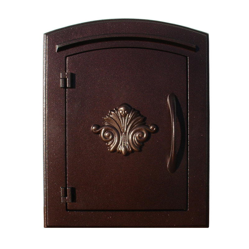 Antique Copper Aluminum Decorative Scroll Column Mount Mailbox
