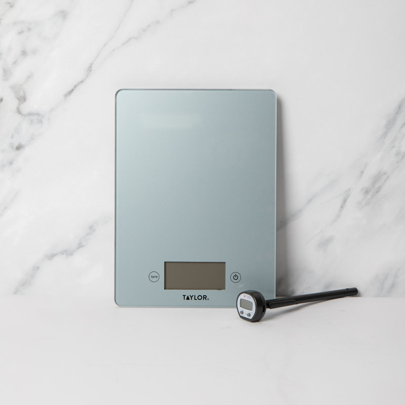 Taylor Gift-Boxed Pewter Pro Glass Digital Kitchen Scale 5kg, Pro High Temperature Thermometer Set