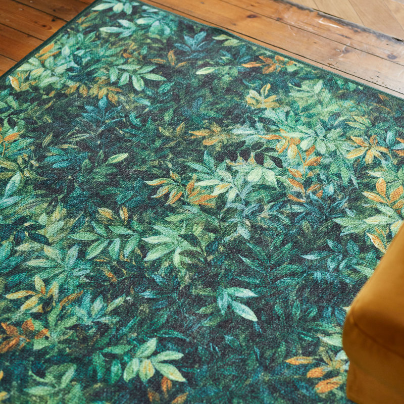 Clarke & Clarke Floral Digitally Printed 185cm X 290cm Area Rug, Runner 61 x 230 cm, Green