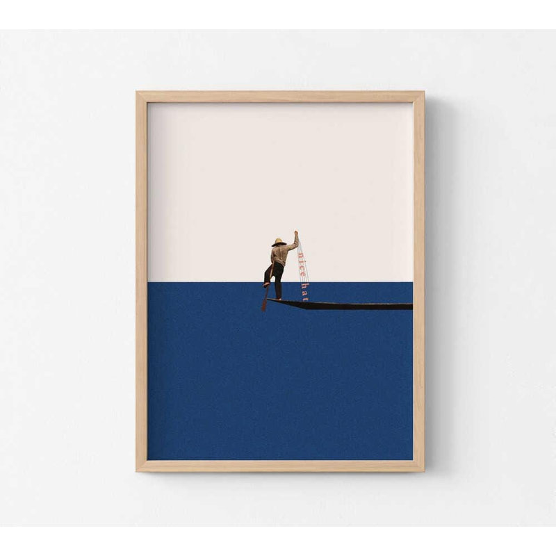 Impression d'art de bateau d'aviron minimaliste - décoration murale moderne maritime, Tanné, H 16 po x l 12 po