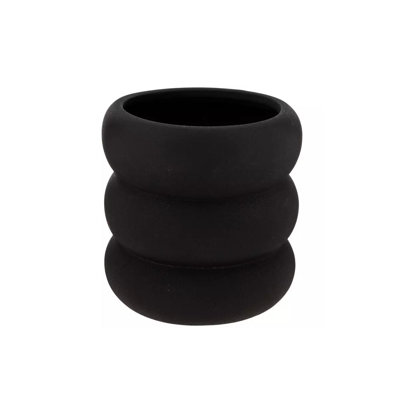Black Round Fluted "Miles" Rough Vase for Home Decor
