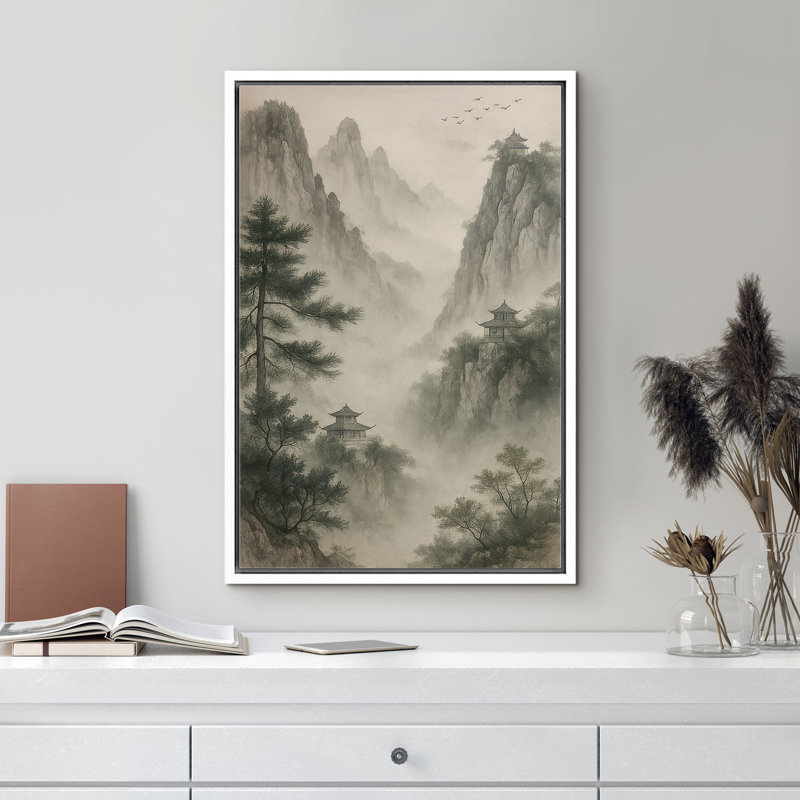 «Landscape with multiple Pavilions and Mountains», reproduction d'art sur toile encadrée, H 24 po x l 16 po x P 1,5 po
