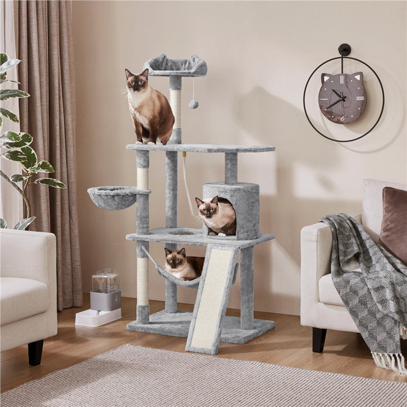 Cat Tree Tower, Light Gray, 63.5"H x 29.3" W X 30" D