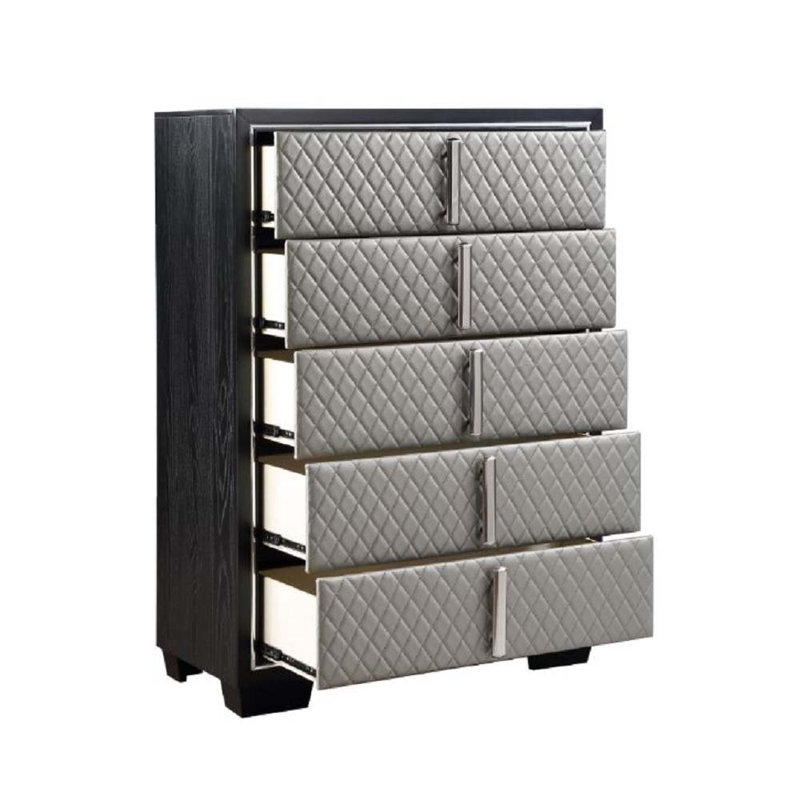 Commode 3 tiroirs, Argent / noir