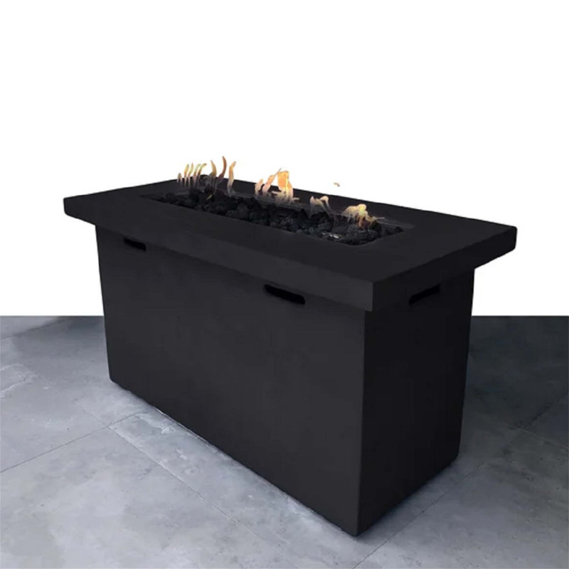 25" H x 42" W Fiber Reinforced Concrete Propane Outdoor Fire Pit Table, Charcoal