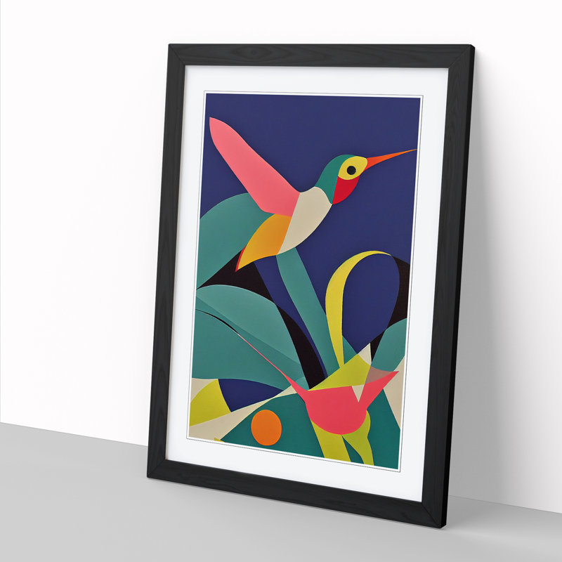 Fayston Hummingbird Abstract Vol.2 - Picture Frame Print, 34cm H x 25cm W x 2cm D, Black