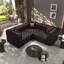 Ensemble de canapé modulaire en forme de L 75,1 po, canapé modulaire rembourré en similicuir 3 places avec conception touffetée à la main pure, 3 coussins, combinaison multiple pour le salon