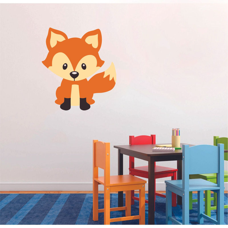 Décalcomanie murale mignonne de renard, H 10 po x l 8 po