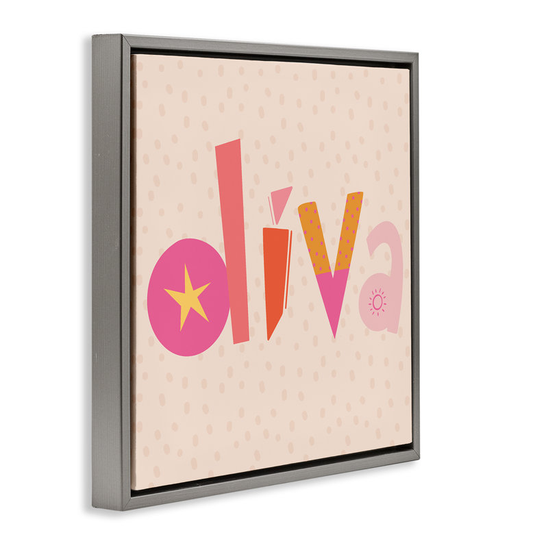 Diva Patterned Whimsical Text Floating Frame, design by Sazerelli Designs, 18" H x 18" W, Luster Gray Floater Frame