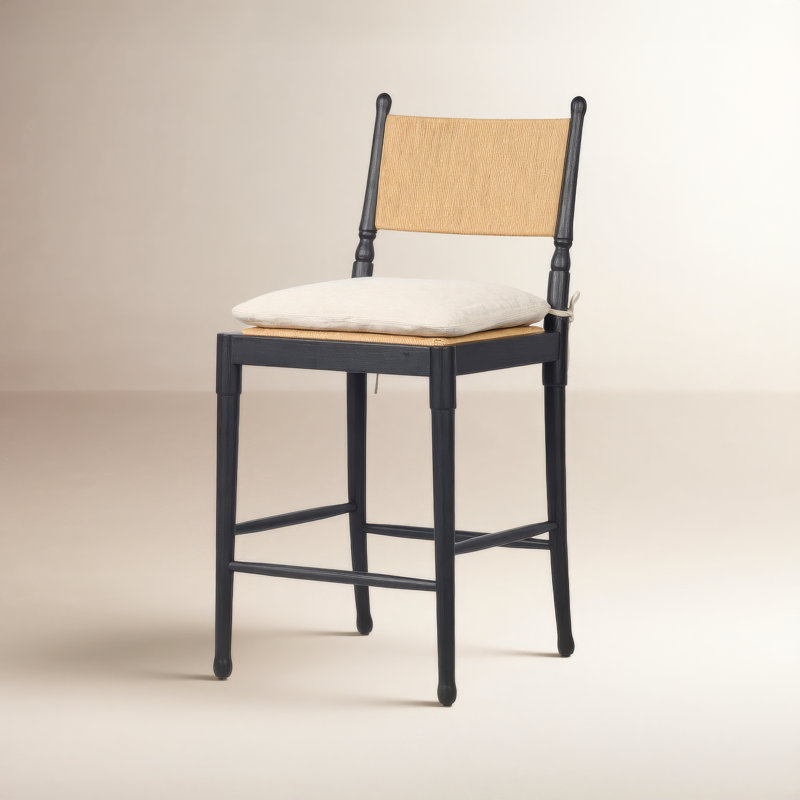 Fayth Stool with Cushion, Counter Stool (25.5” Seat Height)”, Stained Black Ash Frame