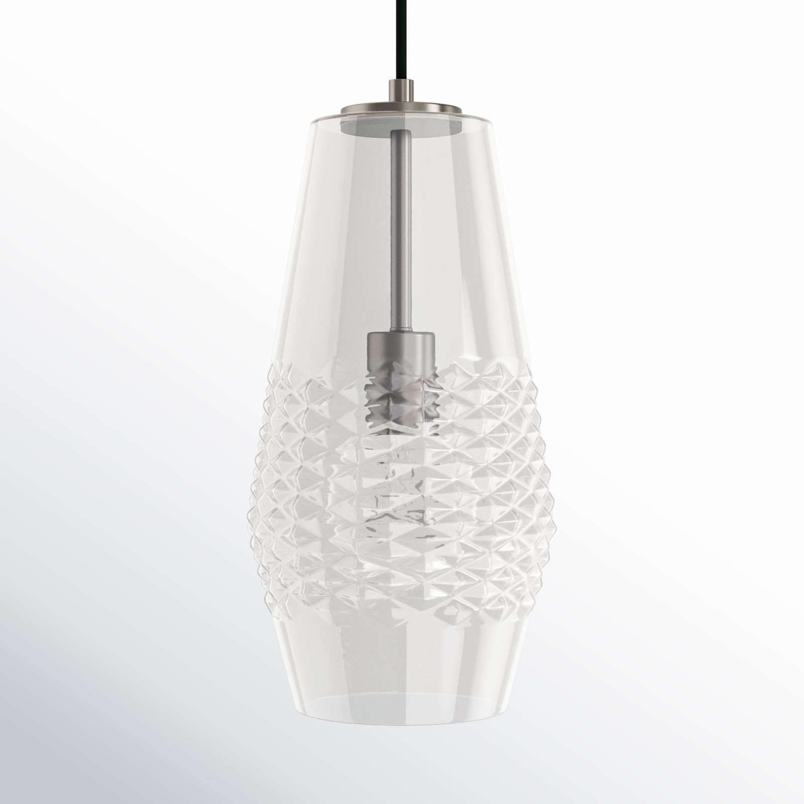 Single Light Glass Dimmable Pendant, Brushed Nickel