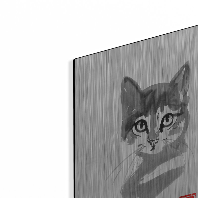 Art mural en métal luxueux «Chat Line» par Pechane, 12 po x 16 po, H 24 po x l 16 po