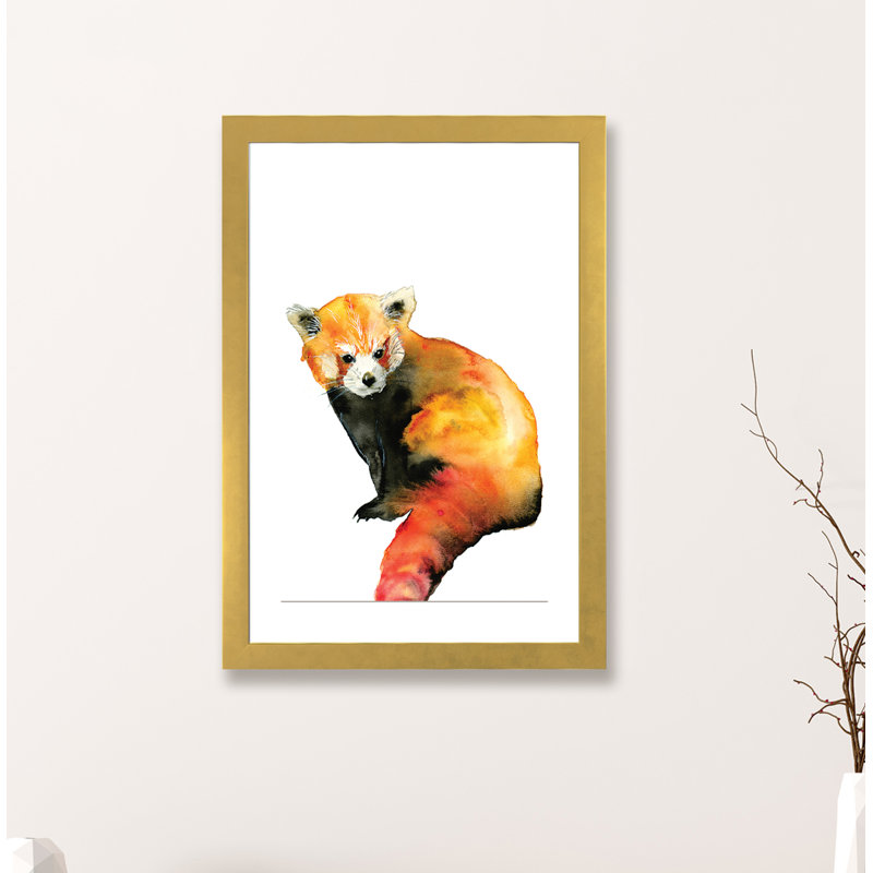 Art panda, H 32 po x l 24 po x P 1 po, Papier encadré doré
