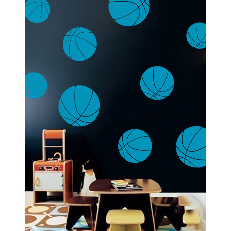 Décalcomanie murale baskets, H 30 po x l 30 po x P 0,01 po, Bleu sarcelle