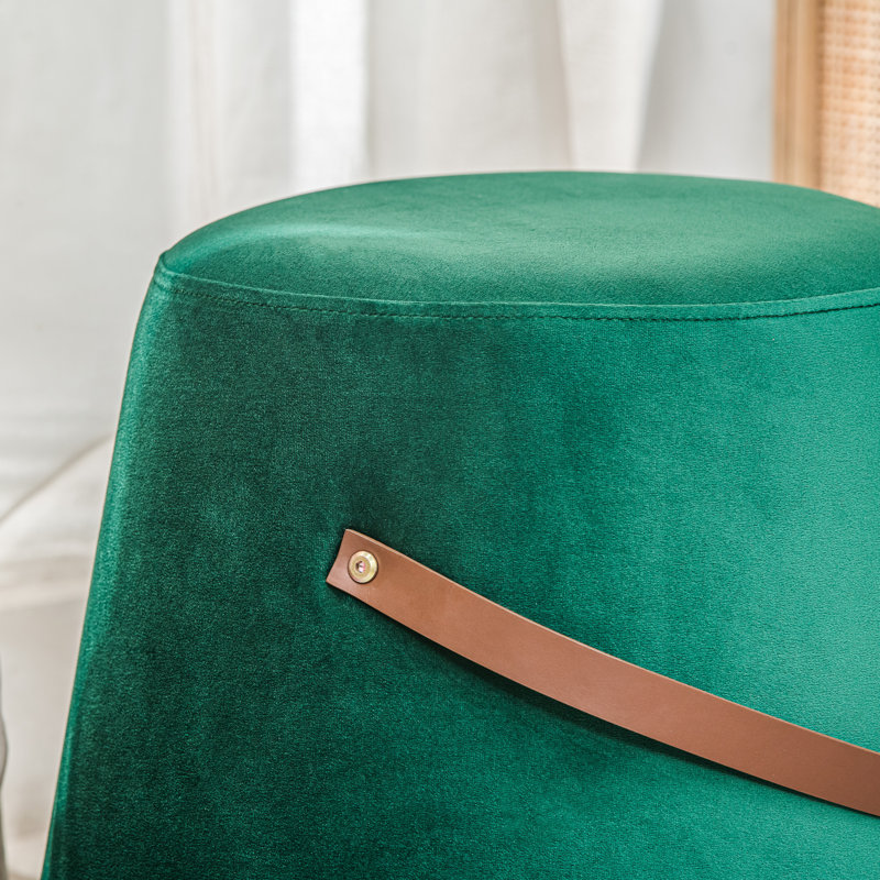 Brunner with Rope Pouf, Green Velvet