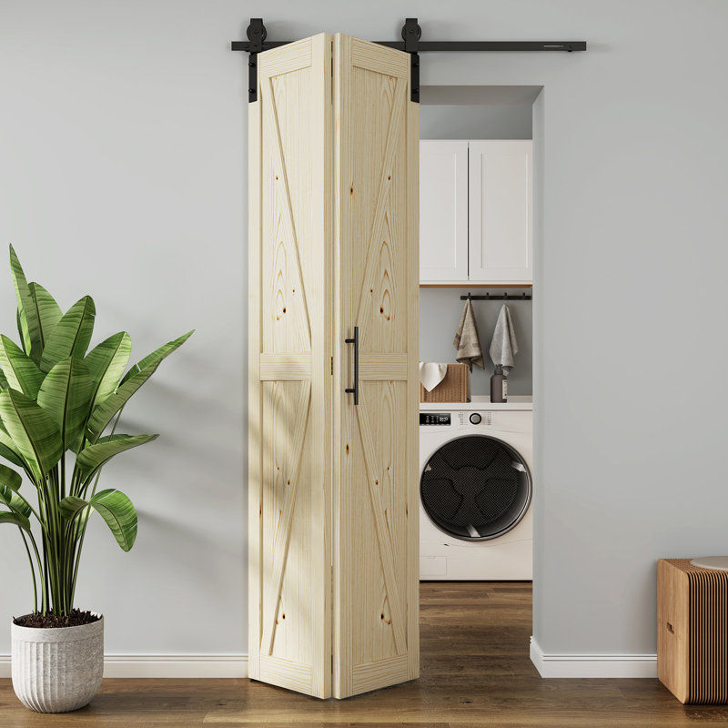  Porte de grange à panneaux en bois massif RoomTec sans trousses d'installation, Jaune, 36 po x 84 po