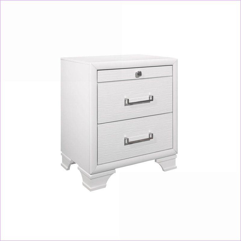 Table de chevet 2 tiroirs civique blanche avec assemblage facile