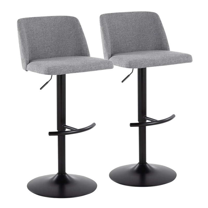Ensemble de 2 tabourets de bar Toriano, Black, Gris