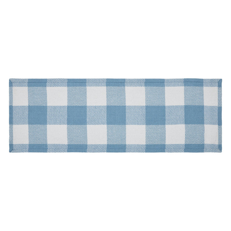 Linge de table à carreaux Annie Buffalo, 36 po x 12 po, Bleu / blanc