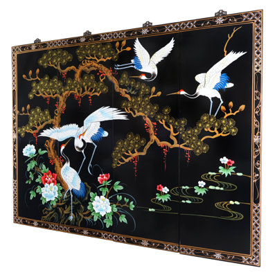 Oriental Wall Art Hand Painted Cranes And Pine Tree