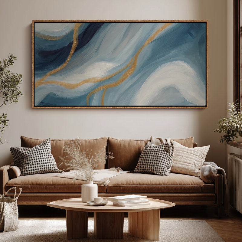 Très grand art mural rétro encadré pour art classique, H 30 po x l 60 po, Naturel