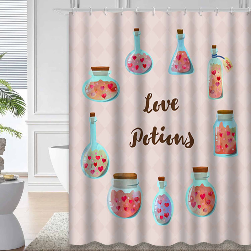 Rideau de douche avec 12 crochets Cute Love Hearts Mason, L 72 po x l 72 po