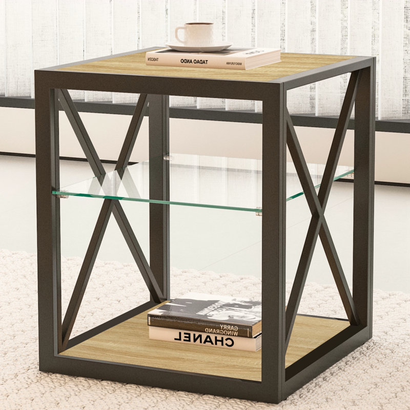 Table de chevet moderne pour chambre à coucher et salon, Bois naturel