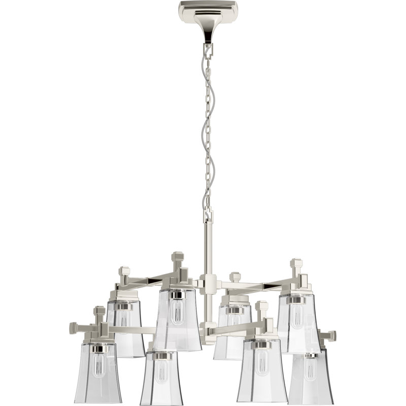 Riff 35 in. Eight-Light Chandelier, Polished Nickel