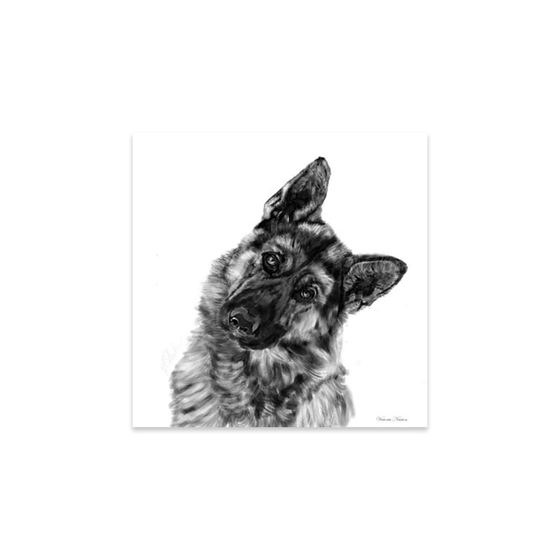 Berger allemand, impression curieuse sur verre acrylique, H 24 po x l 24 po x P 0,25 po