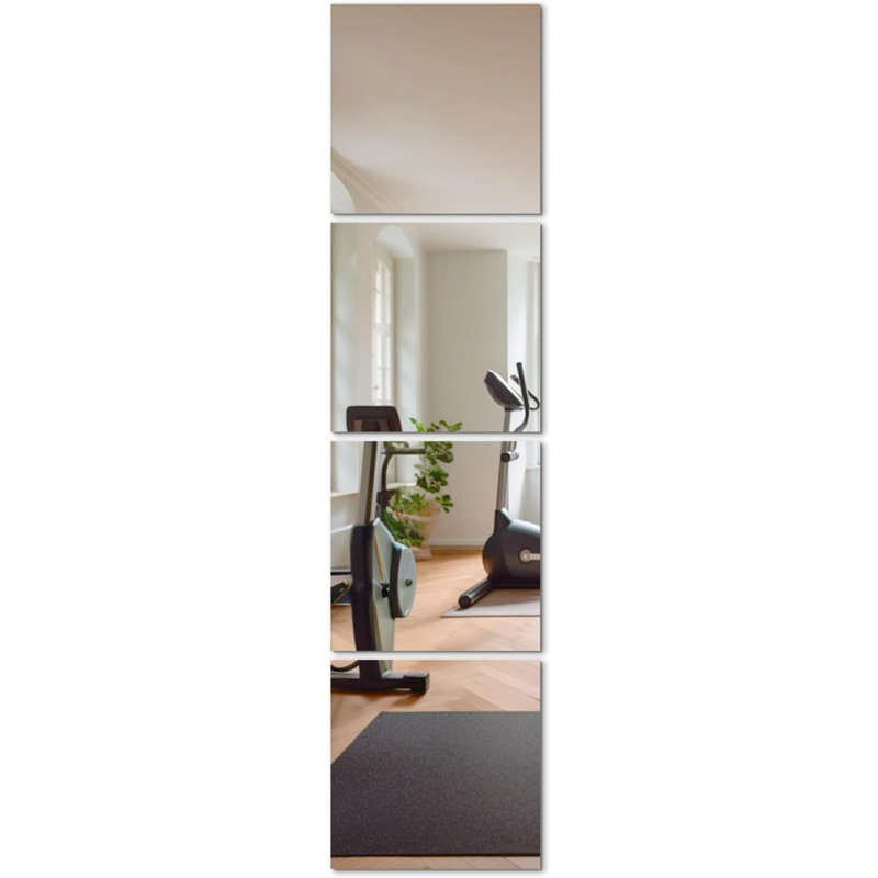 Wall Mirror Tiles, Glass Frameless Body Mirror, Over The Door Mirror For Bedroom (4PCS), 20" x 20"