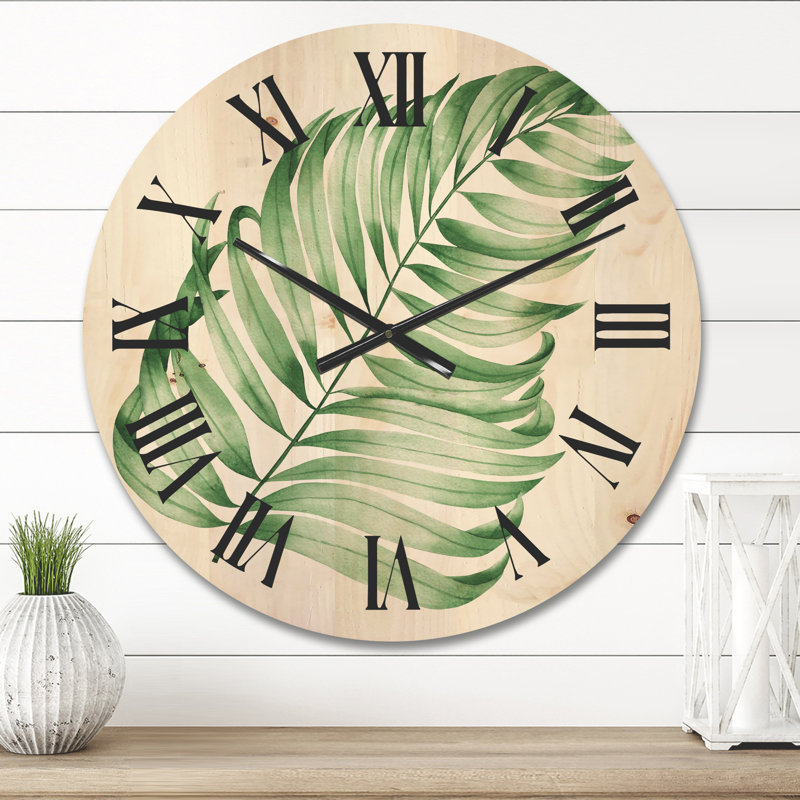 Horloge murale en bois Tropical Leaf of Monstera II, Moyenne