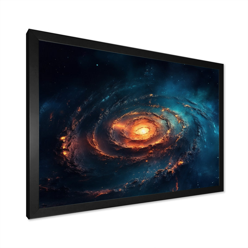 Tourbillon majestueux de la galaxie - impression, Cadre photo noir, H 16 po x l 32 po x P 1 po