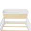 Lit simple en rotin avec lumières DEL et tête de lit, lit plateforme simple avec barrières de sécurité pour enfants, blanc-2096343350