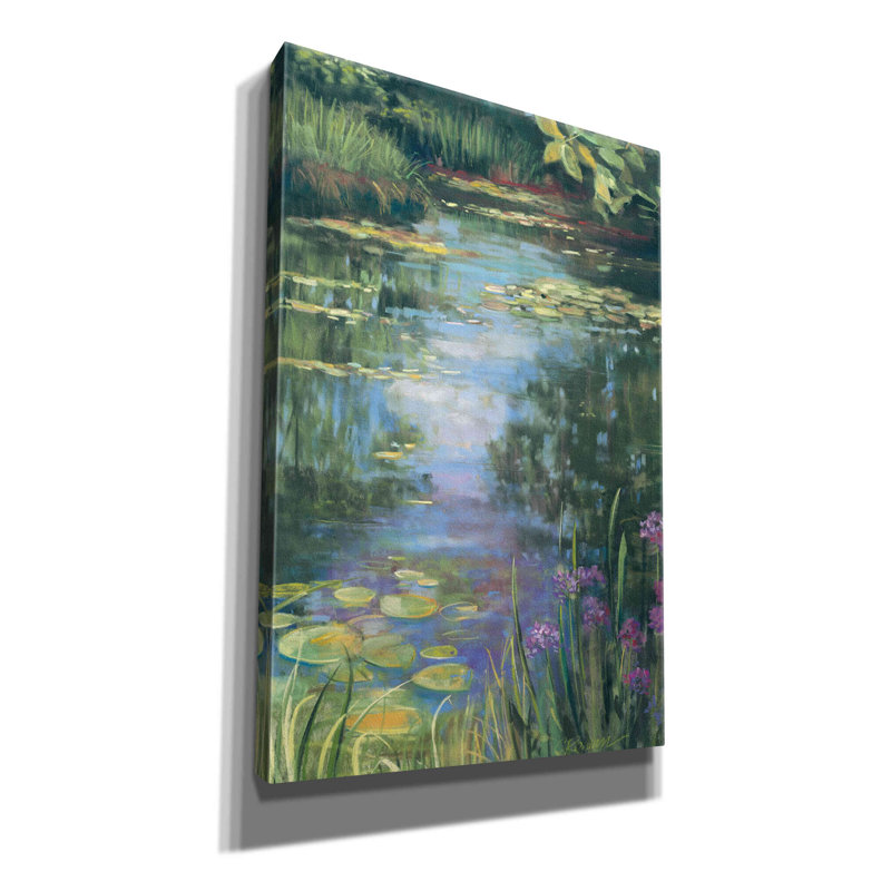 Aarabella Garden Pond I par Carol Rowan - reproduction d'art sur toile tendue, H 18 po x l 12 po x P 0,75 po