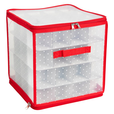Boîte de rangement 12,5 "avec fermeture à glissière transparente - peut contenir 64 ornements