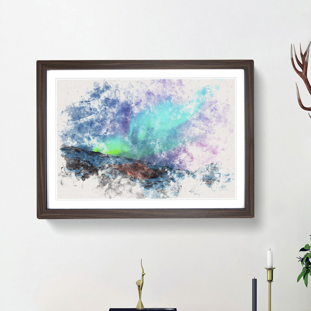 The Northern Lights Aurora Borealis - Picture Frame Painting Print