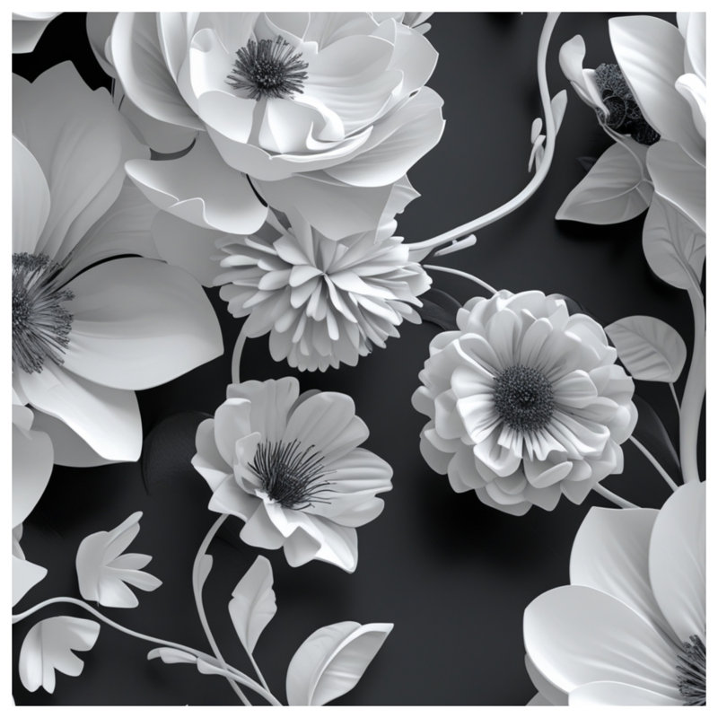 Couvertures florales noires, 60in W x 80in H