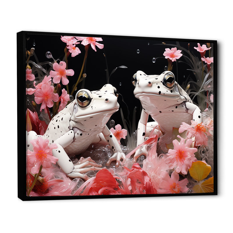 Minimalisme, grenouilles crapauds I - impression, Cadre flottant noir, H 12 po x l 20 po x P 1 po