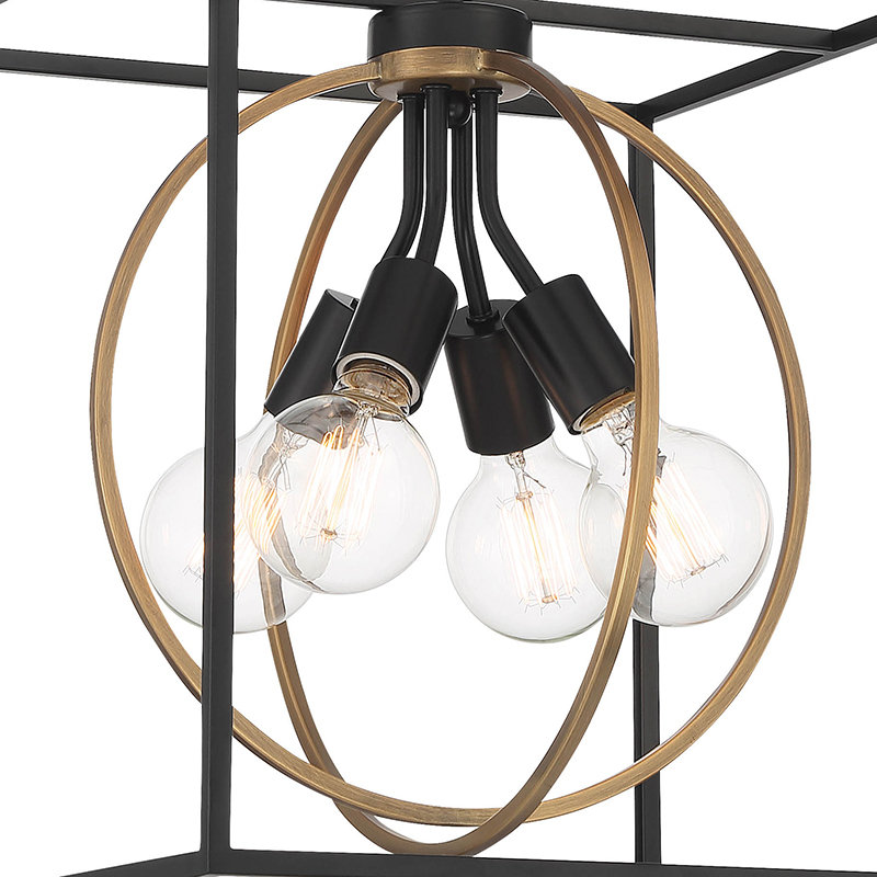 Luminaire suspendu carré à 4 lumières Sayonara