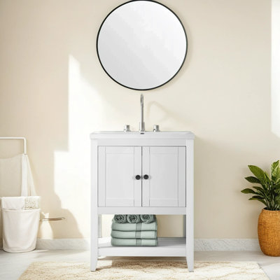 Noreeta 24'' Free Standing Single Bathroom Vanity with Ceramic Top