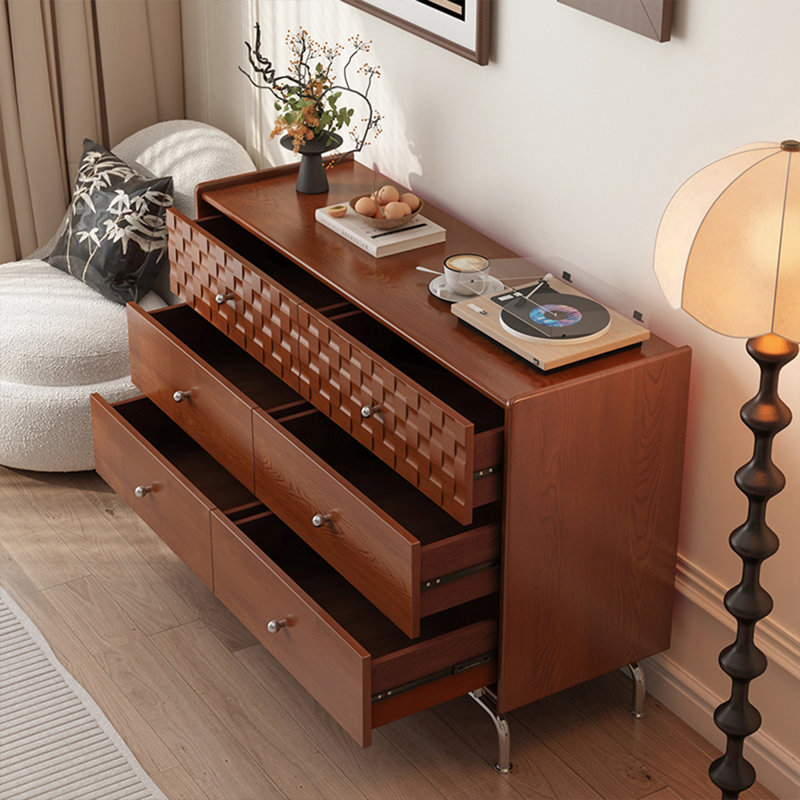 Armoire d'appoint en bois massif rouge-brun, H 32,17 po x l 47,13 po x P 15,59 po
