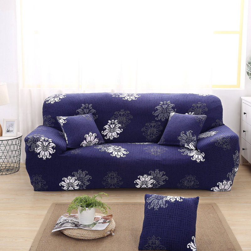 Élégante housse de canapé à coussin carré, Bleu