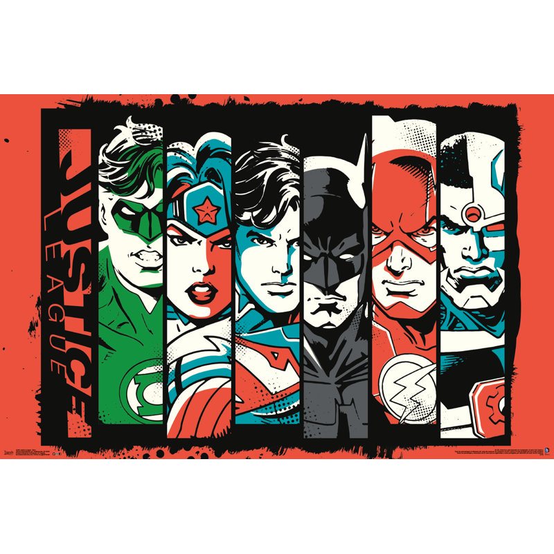 « justice league », impression sur papier bar