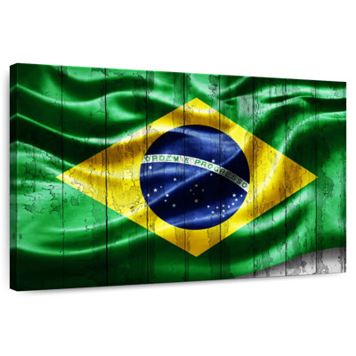 Grunge Wood Brazil Flag