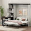 Lit escamotable avec bureau, tablettes et armoires de rangement