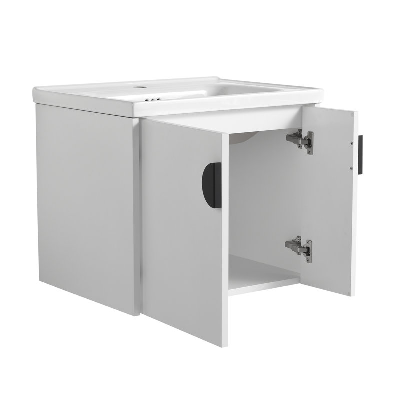 Meuble-lavabo 24 po avec lavabo Ultan, Blanc, Noir