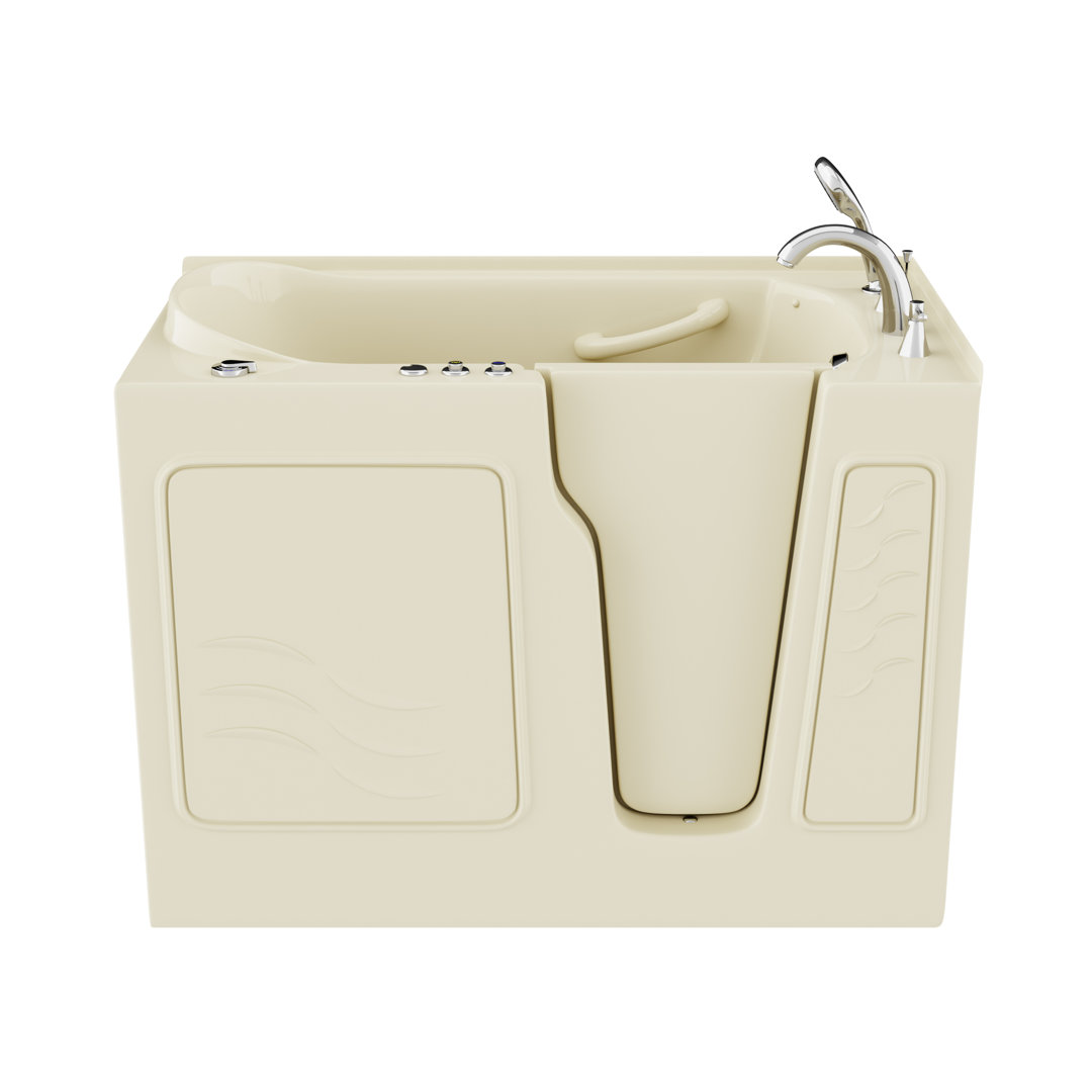 Flagstaff 52.25'' x 29'' Walk-in Soaking Porcelain Enameled Steel Bathtub with Faucet Therapeutic Tubs