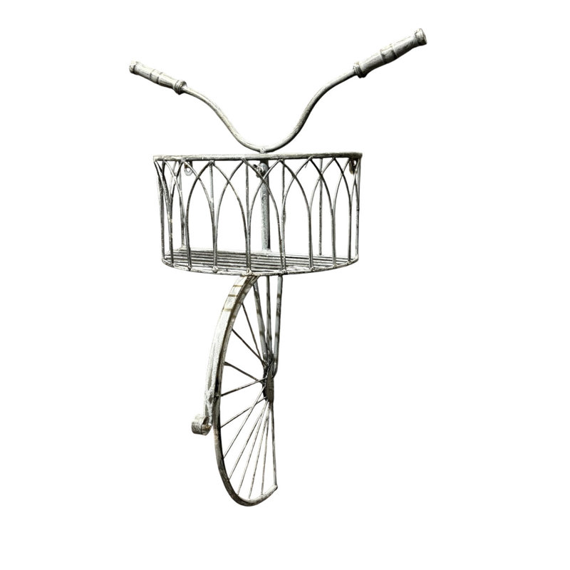Bicycle Metal Garden Wall Planter, Grey