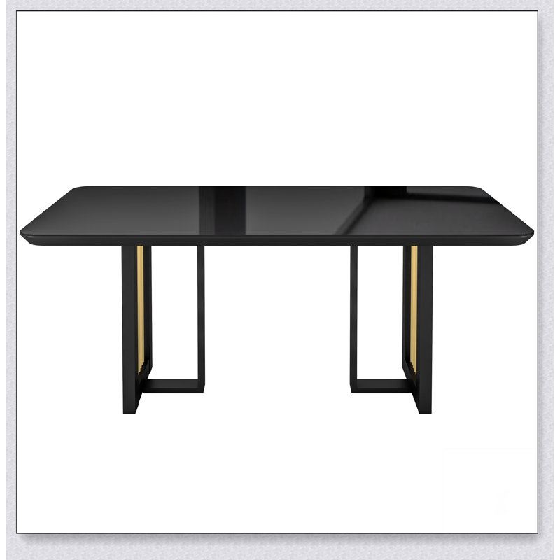 Table de salle à manger moderne 6 places avec accents, noir
