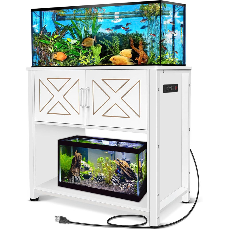 Support d'aquarium 40 gallons avec station de charge, Blanc